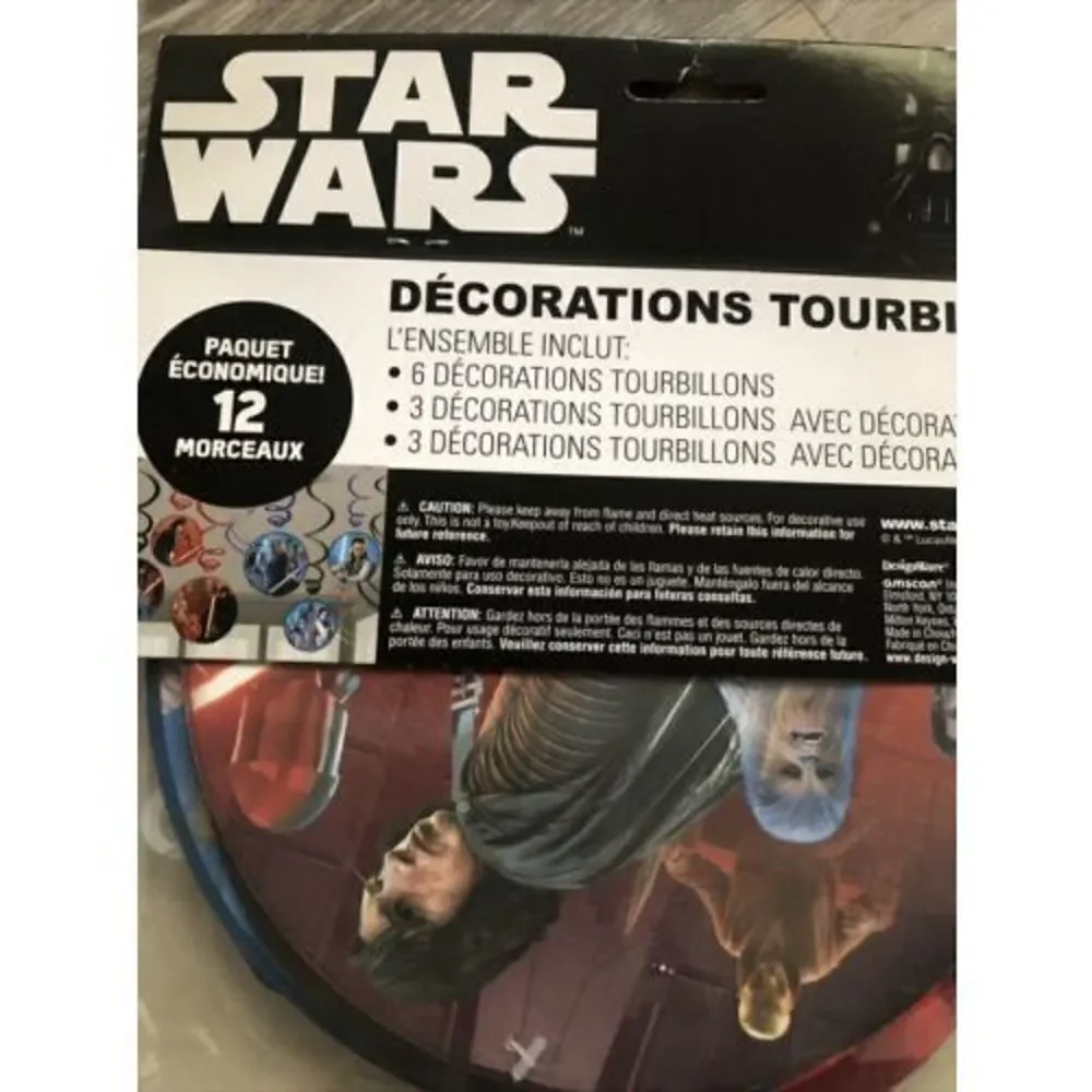 Disney Star Wars The  Last Jedi Swirl Decorations 12 Pieces.